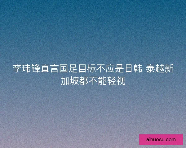 李玮锋直言国足目标不应是日韩 泰越新加坡都不能轻视